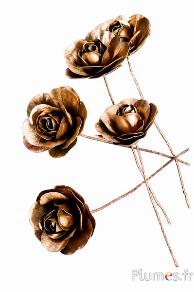 Holzrose - Ø 8 cm - gold